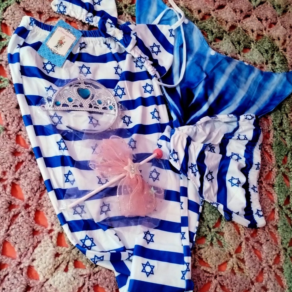 5Pcs Girls Swimsuit Mermaid Halter Bikini Top Unique Swimming Costume Bikini